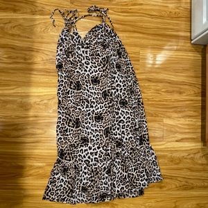 Brand new with tags leopard tie string midi dress